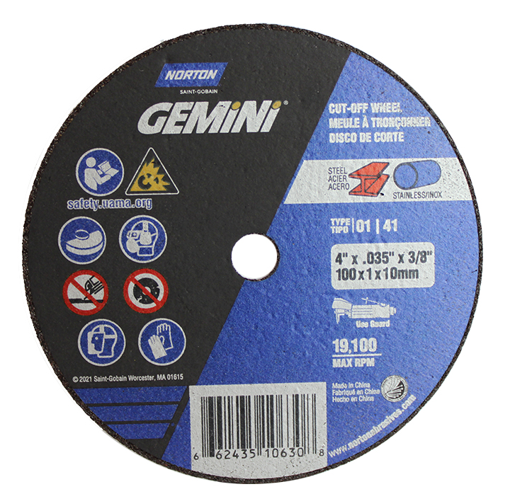 Norton&reg; Gemini&trade; Reinforced Cut-Off Wheels - 3 x 1/16 x 1/4